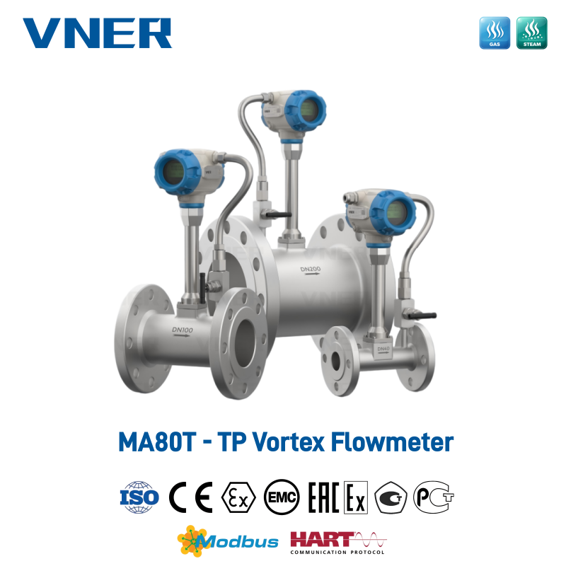 MA80T-TP Serie Temperatur/Trykkompensation Vortex Flowmåler