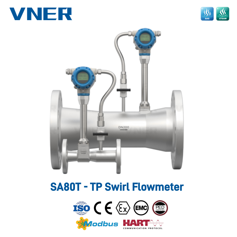 SA80T-TP Series Temperatur-/trykkompensation hvirvelstrømningsmåler